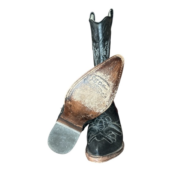 J.B. Dillon Black Western Cowboy Boots with Embroidered Design - Picture 9 of 9